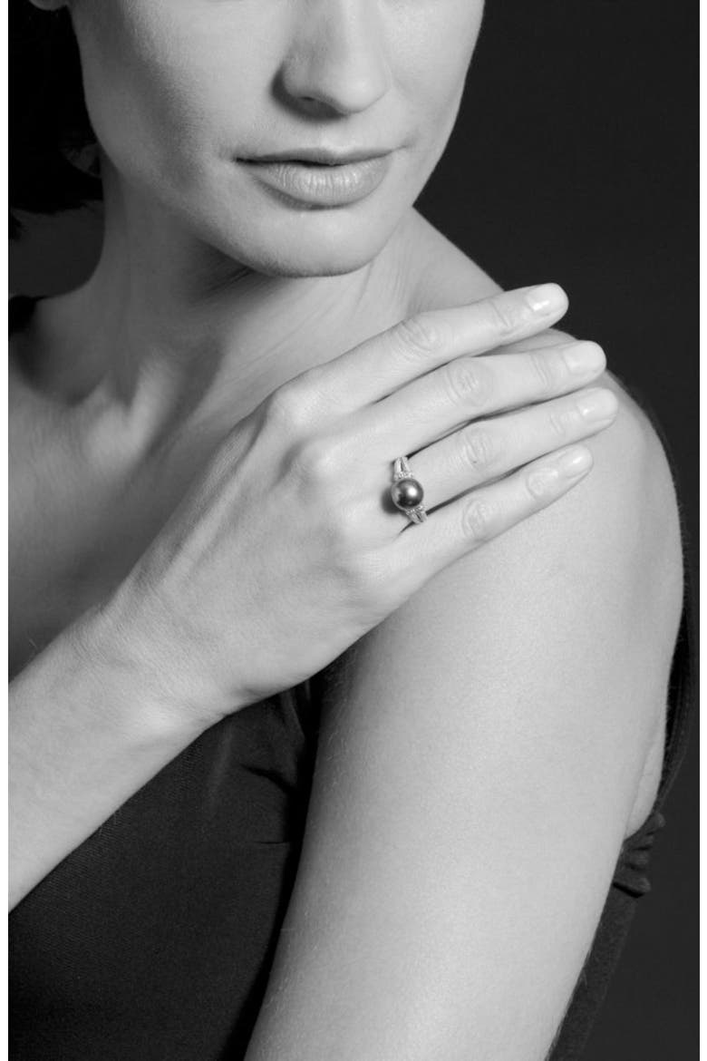 Luna Cultured Pearl Ring, Alternate, color, BLACK PEARL