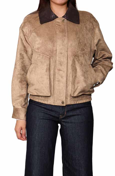 Faux Suede Bomber Jacket