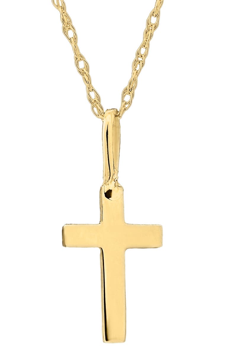 Mignonette 14k Gold Cross Necklace, Main, color, Gold