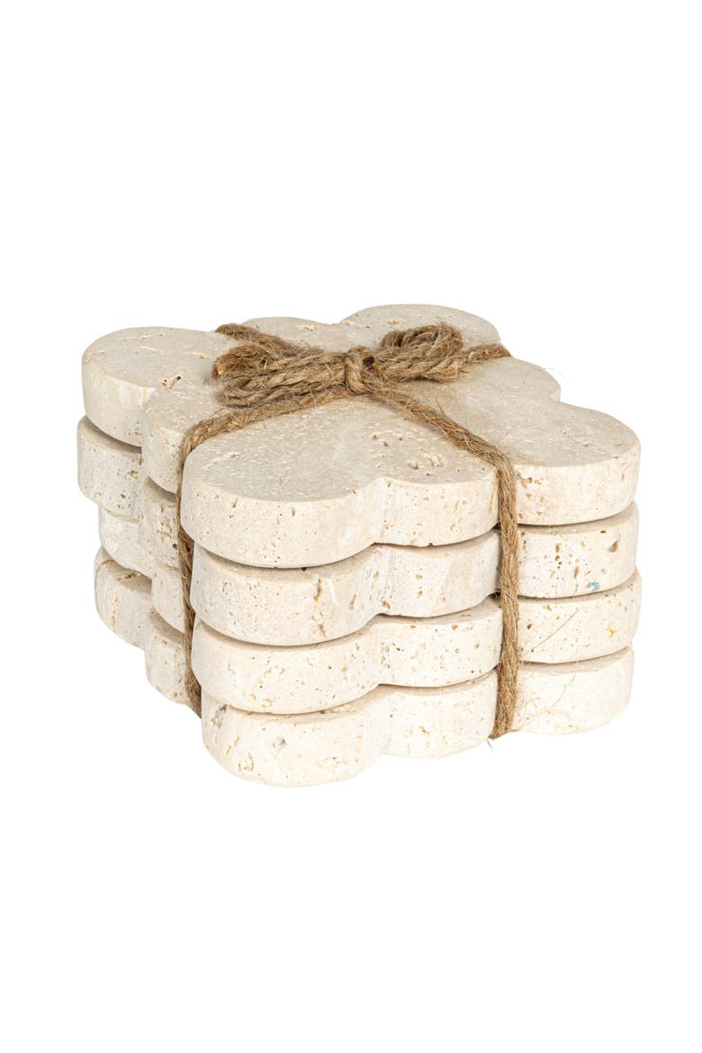 Tuscan Elegance Travertine Coaster Set, Natural, Set of 4, Main, color, Natural