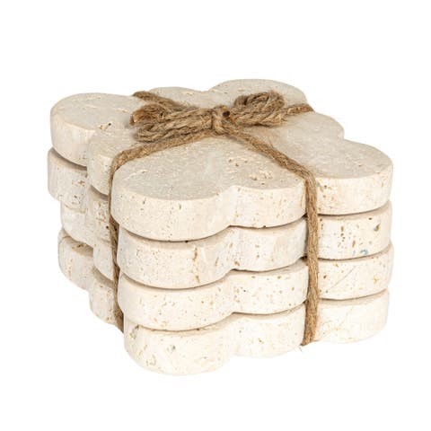 Tuscan Elegance Travertine Coaster Set, Natural, Set of 4