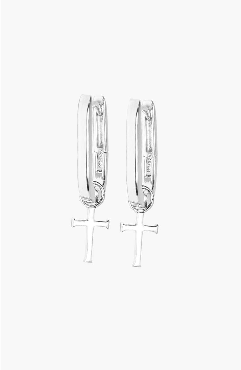 Rizen Jewelry Chain Breaker U Hoop Earrings, Main, color, Sterling Silver