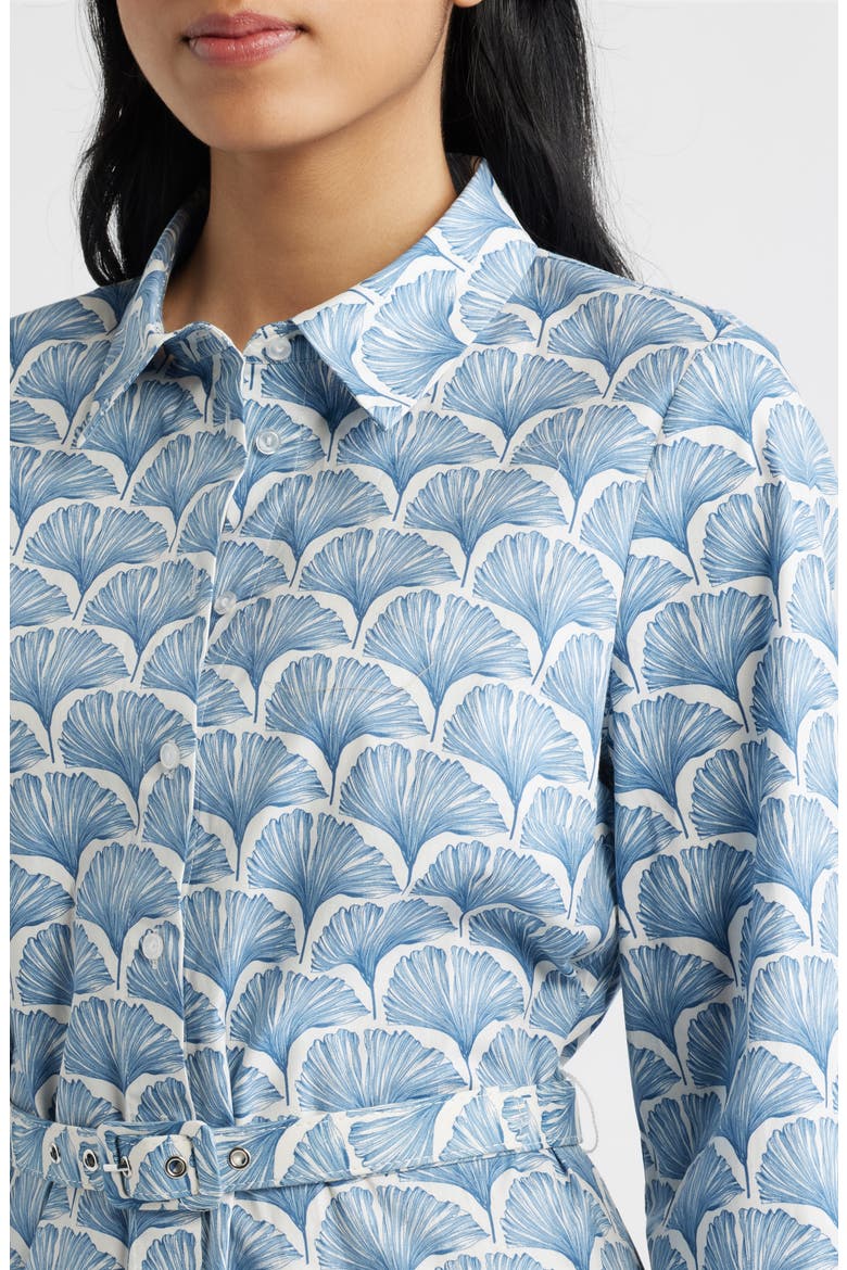 Fan Print Belted Button-Up Shirtdress, Alternate, color, IVORY MULTI