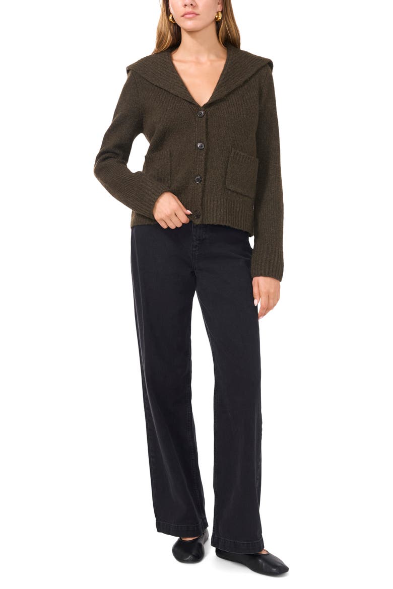 Foldover Collar Cardigan, Alternate, color, GRAY BELUGA