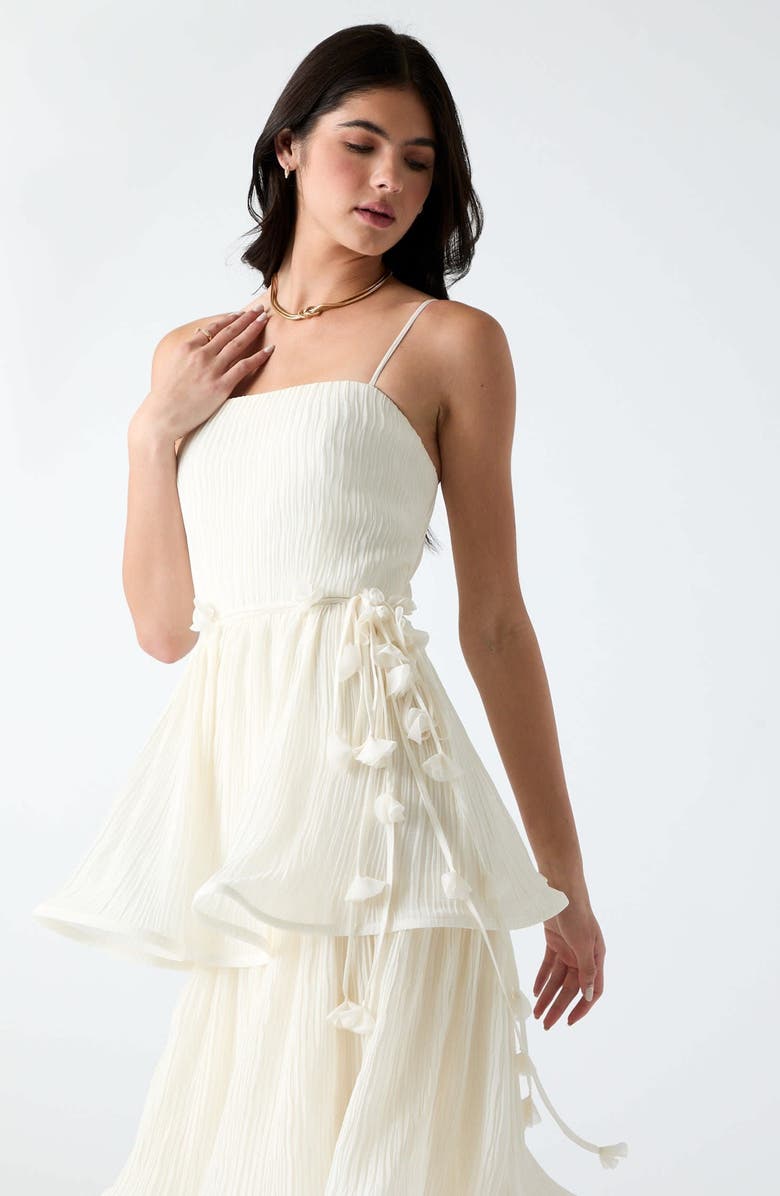 GUESS Alessia Sleeveless Tiered Ruffle Maxi Dress, Alternate, color, White