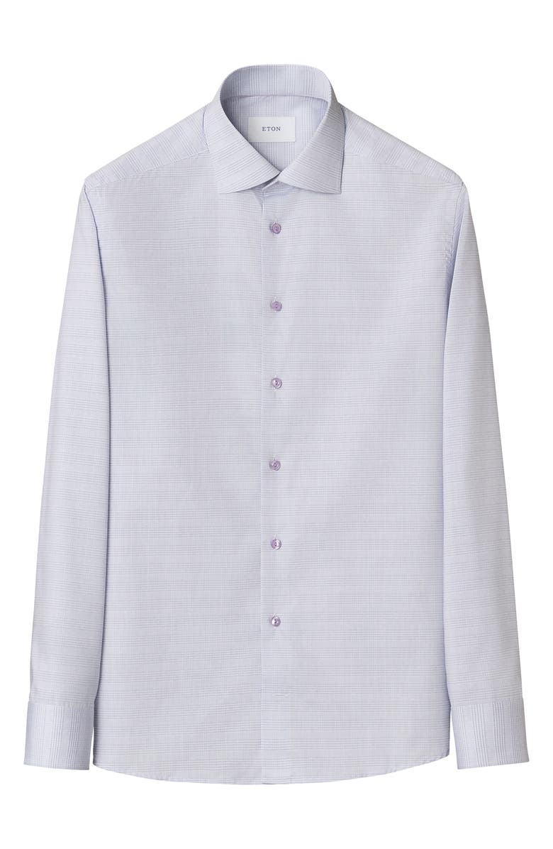 Eton Contemporary Fit Prince of Wales Check Dress Shirt, Alternate, color, Light Purple