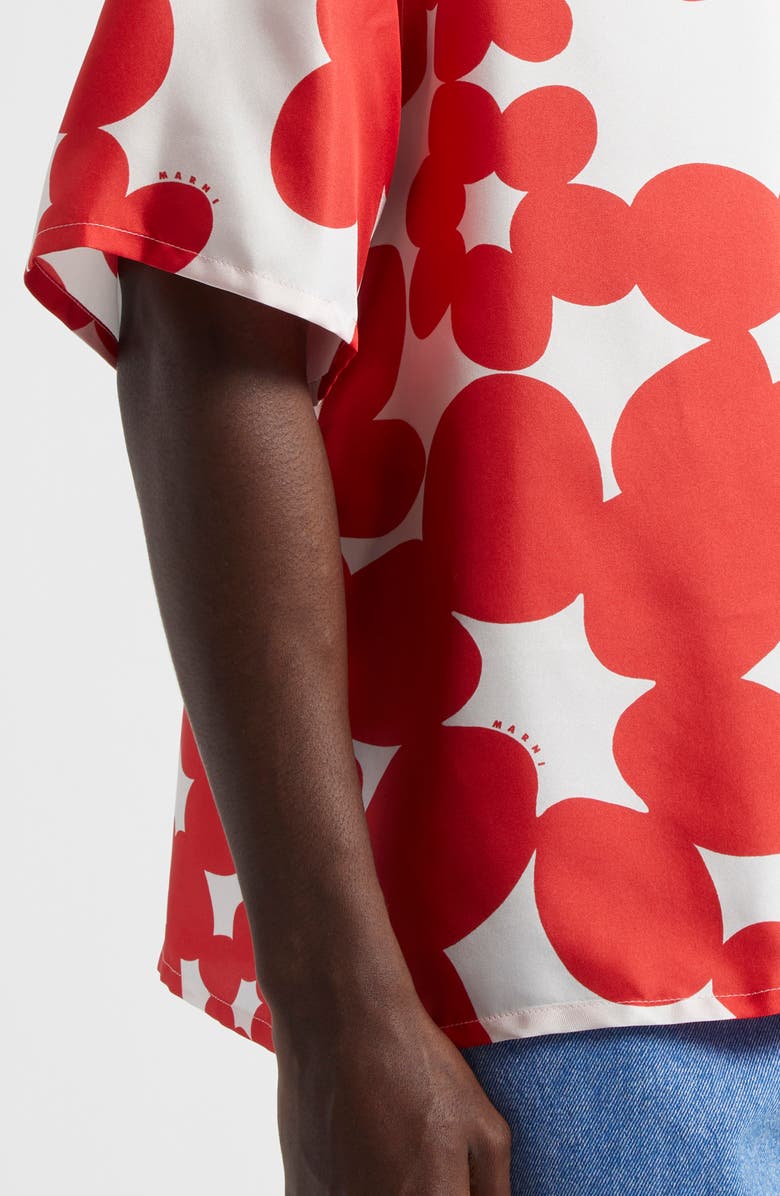 Marni Dillies Print Silk Bowling Shirt, Alternate, color,