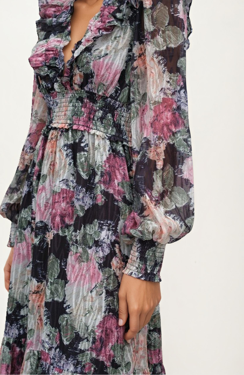 Knit and Lounge Floral Print Long Sleeve Maxi Dress, Alternate, color, Floral Print