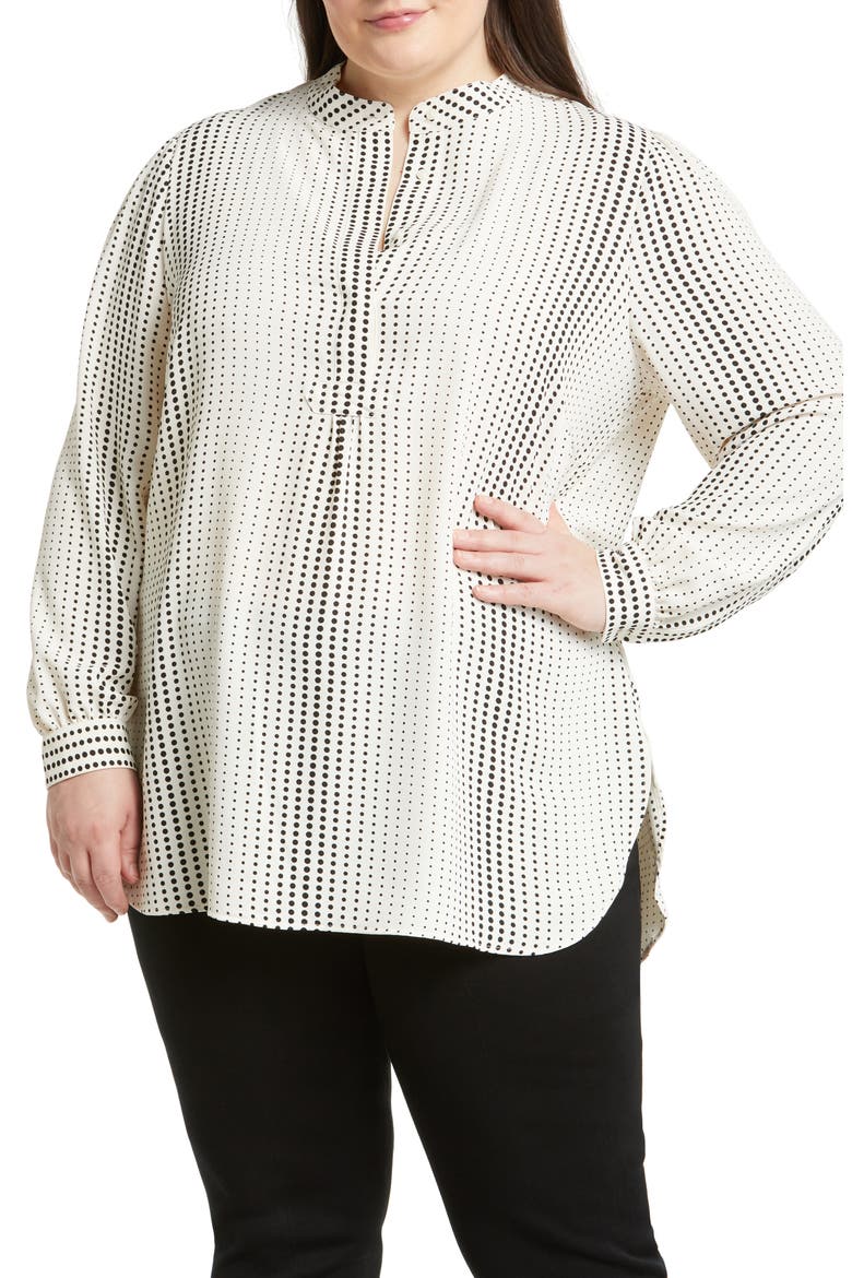 Gradient Dot Print Popover Blouse, Main, color, ANNE WHITE/ ANNE BLACK