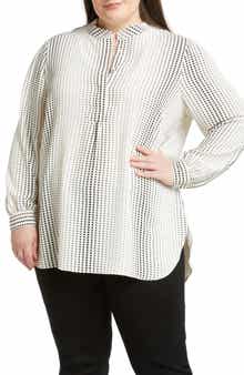 Gradient Dot Print Popover Blouse