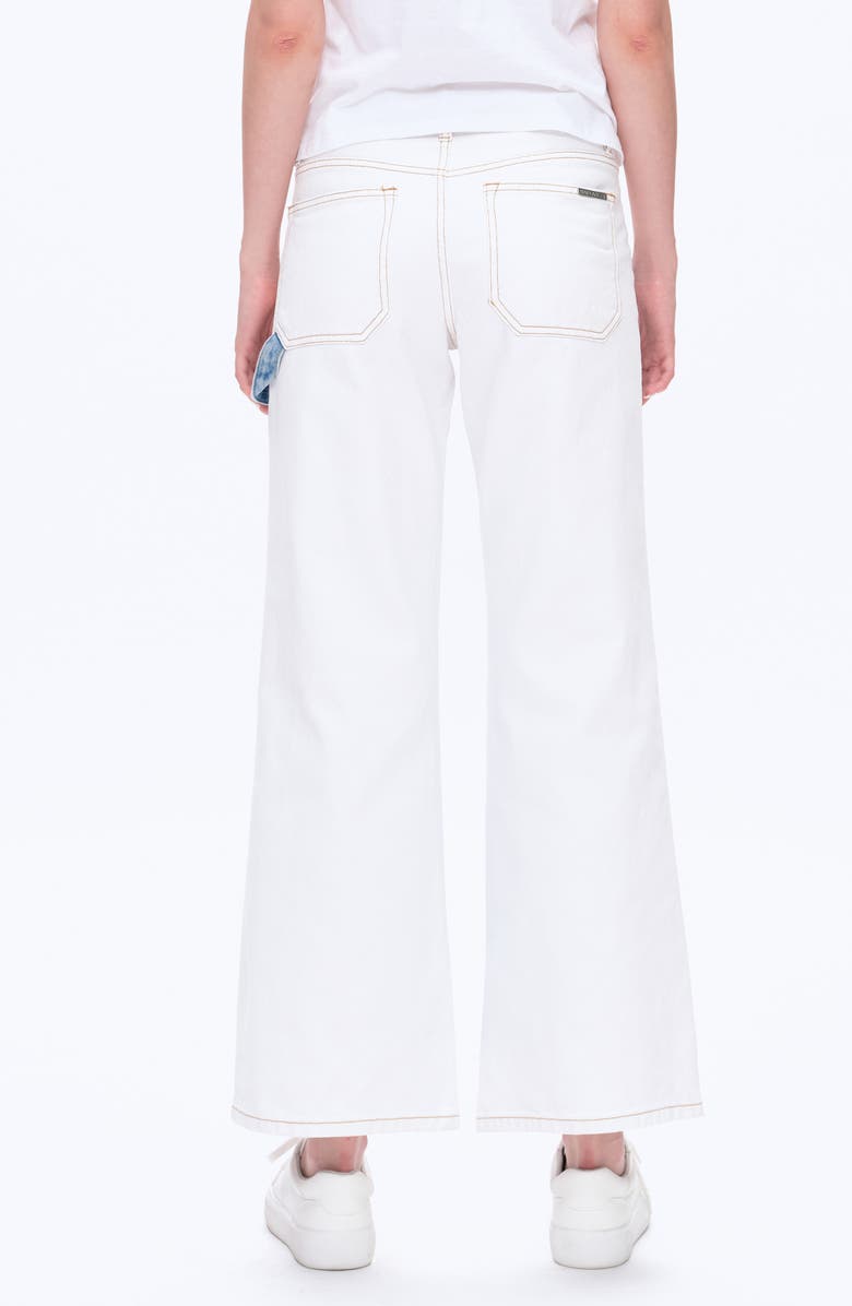 Bayeas Jeremy Two-Tone High Waist Wide Leg Jeans, Alternate, color, Cream