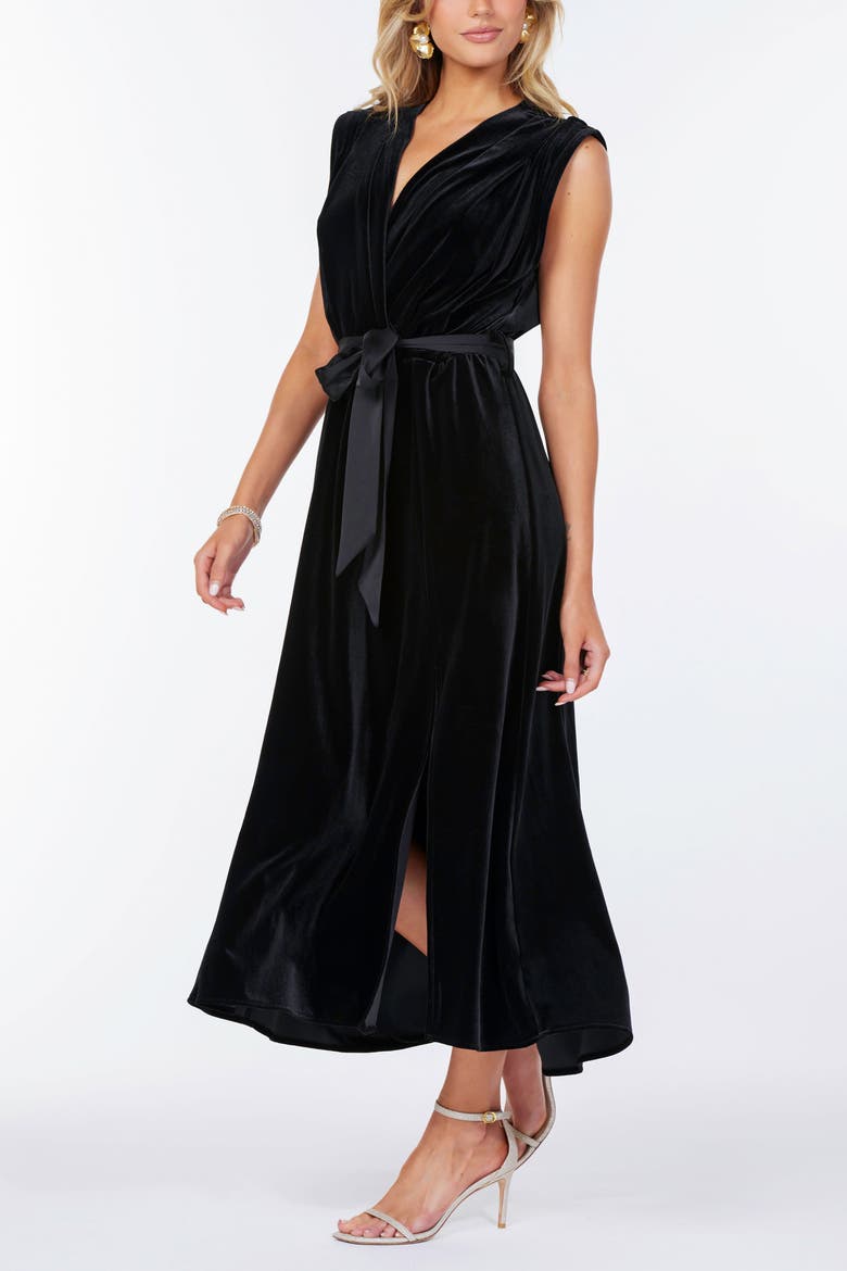 Luxe Velvet Aeries Wrap Dress, Alternate, color, Black