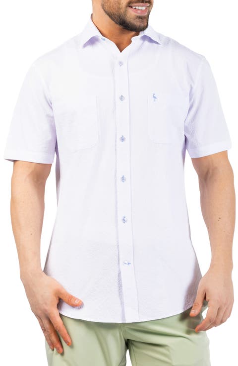 Seersucker Short Sleeve Button-Up Shirt