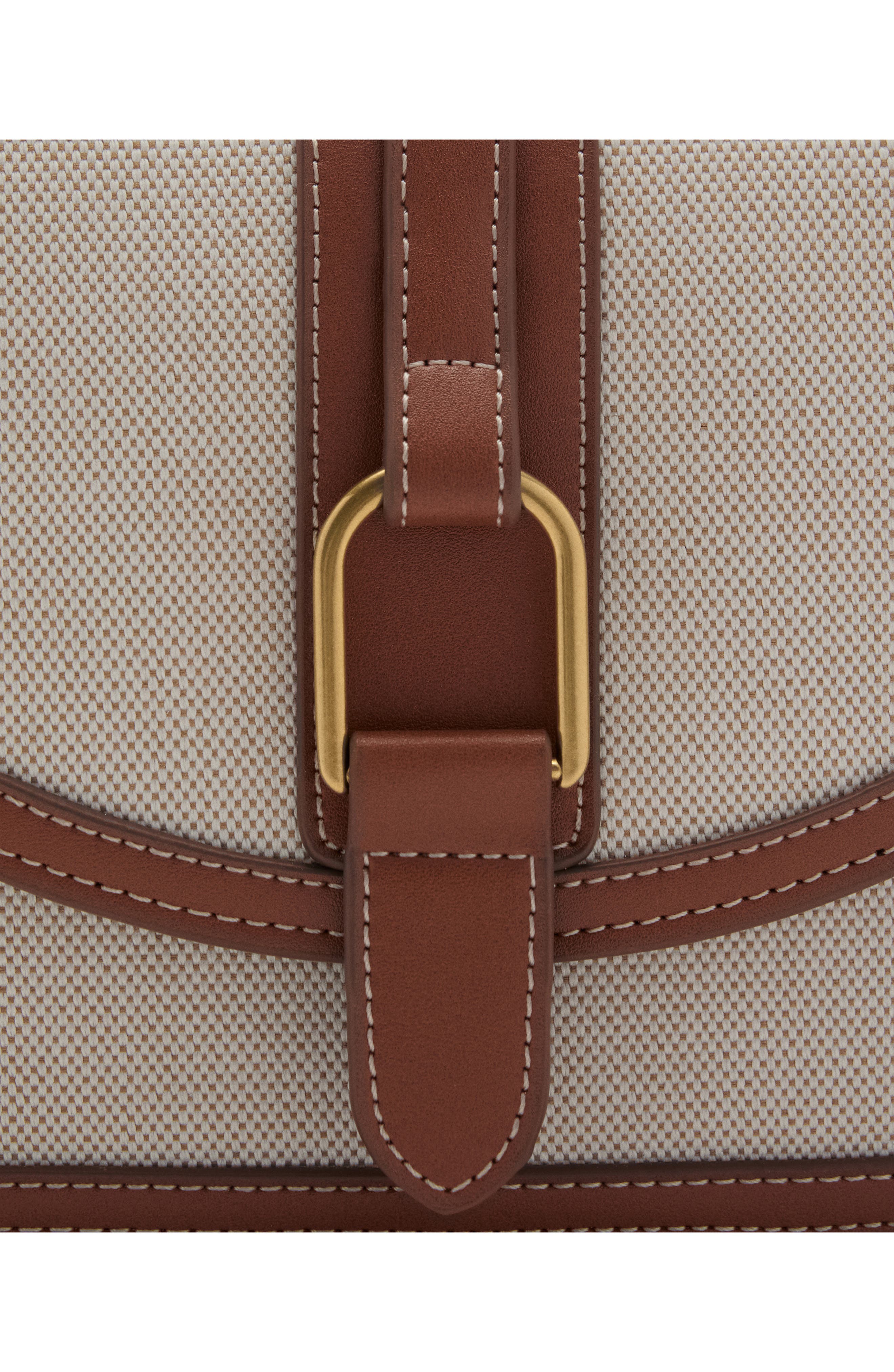 MANGO Contrast Canvas & Faux Leather Crossbody Bag, Alternate, color, 