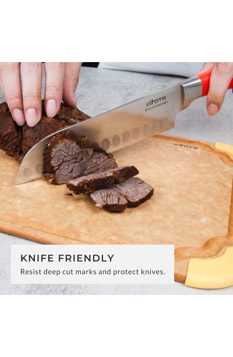 Elihome Premium Series 10 x 13 x 1/4 Cutting Board - Non Slip & Color Coded - Medium, Alternate, color, Natural