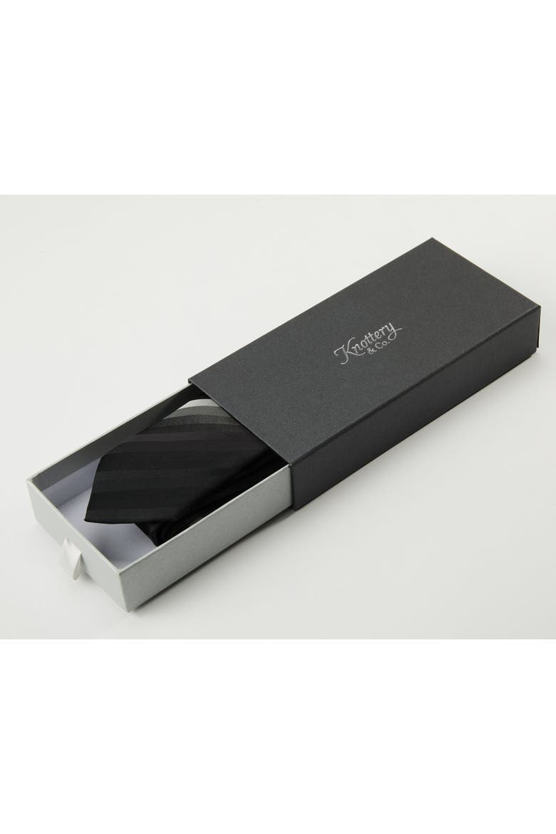 Gradient Striped Silk Jacquard Tie, Alternate, color, Charcoal