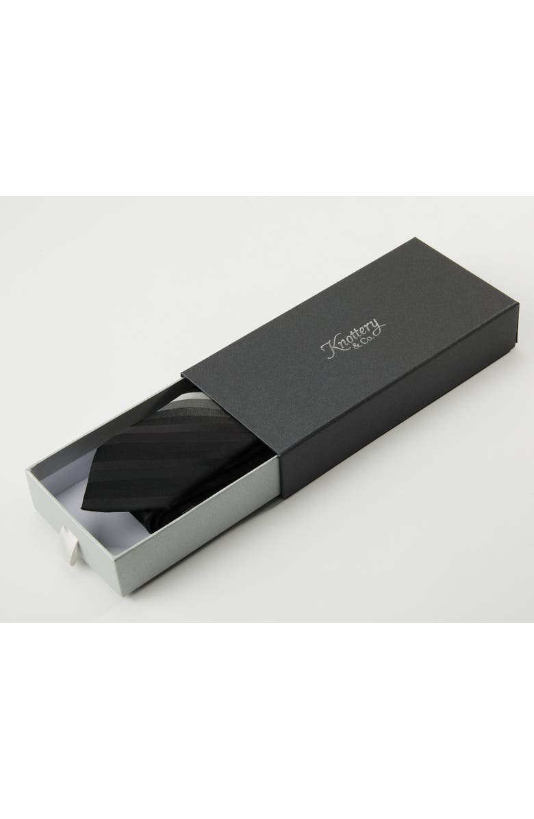 Knottery & Co Gradient Striped Silk Jacquard Tie, Alternate, color, Charcoal