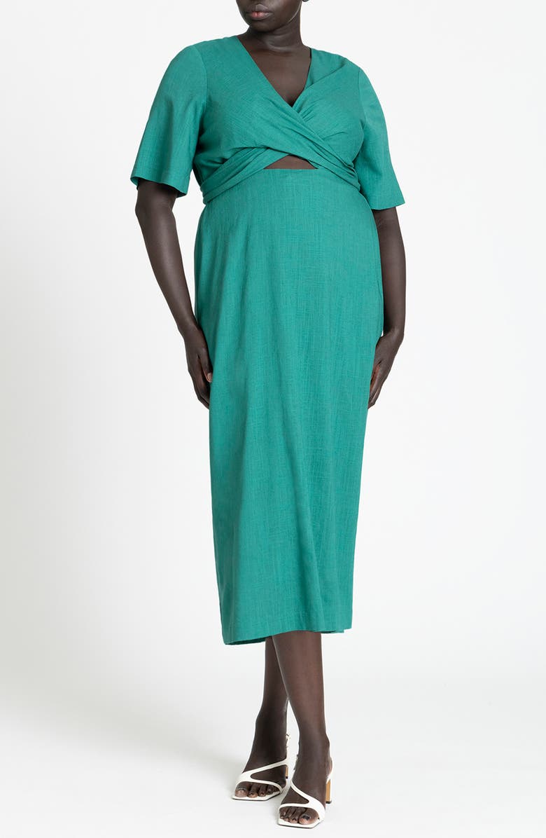 ELOQUII Wrap Bodice Dress, Main, color, 