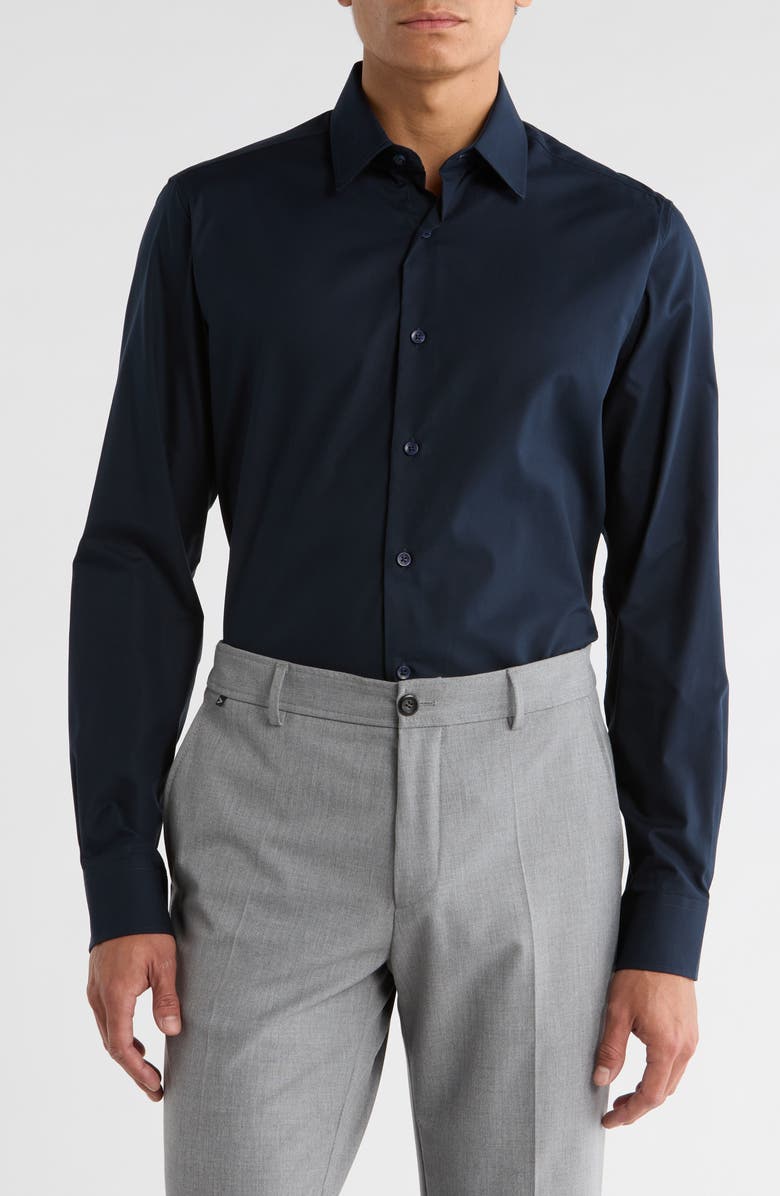 Duchamp Solid Slim Fit Dress Shirt, Main, color, Navy