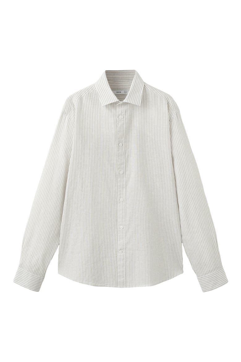 Regular Fit Stripe Cotton & Linen Button-Up Shirt, Alternate, color, SAND