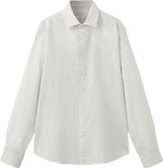 MANGO Regular Fit Stripe Cotton & Linen Button-Up Shirt