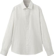 MANGO Regular Fit Stripe Cotton & Linen Button-Up Shirt