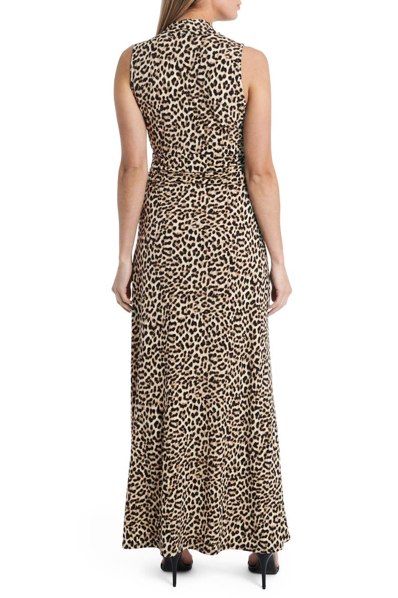 Nouveau Leopard Jersey Maxi Dress, Alternate, color, RICH BLACK