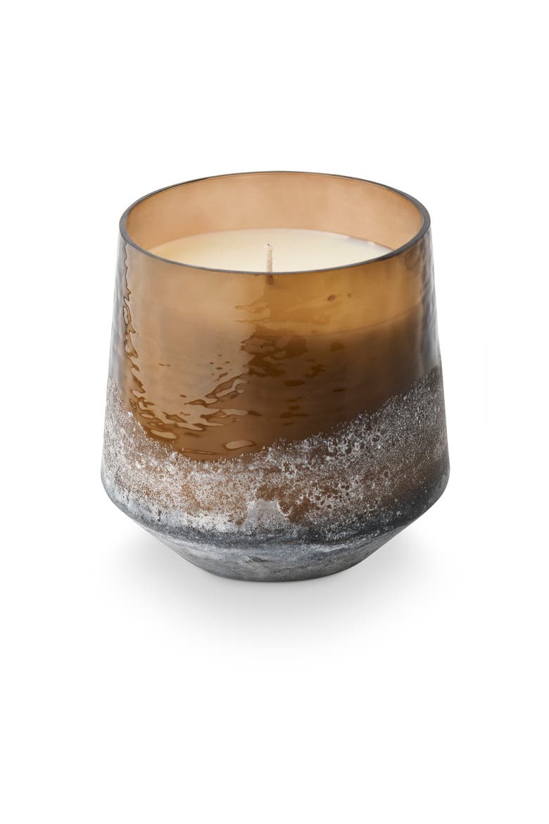 Beautifully Done Seasonal Woodfire Baltic Glass Candle, Main, color, Brown