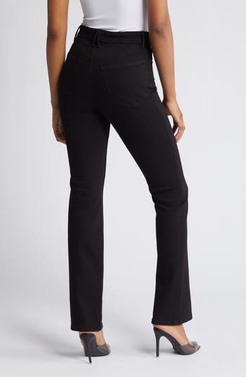 パンツ ICON DENIM Women Straight Pants BEAID8602 Black Good American Good Icon Super Compression Straight Leg Jeans