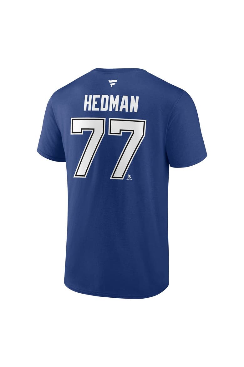 Men's Fanatics Victor Hedman Blue Tampa Bay Lightning Authentic Stack Name & Number T-Shirt, Alternate, color, Blue