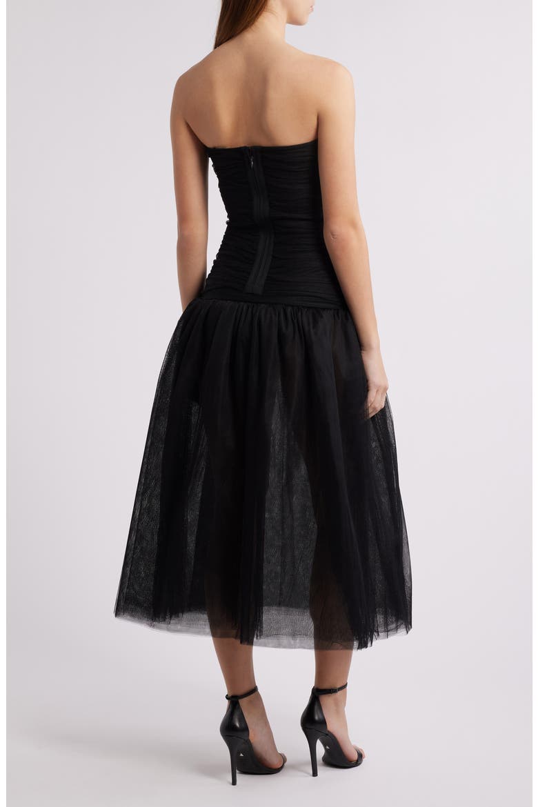 Strapless Tulle Cocktail Dress, Alternate, color, BLACK