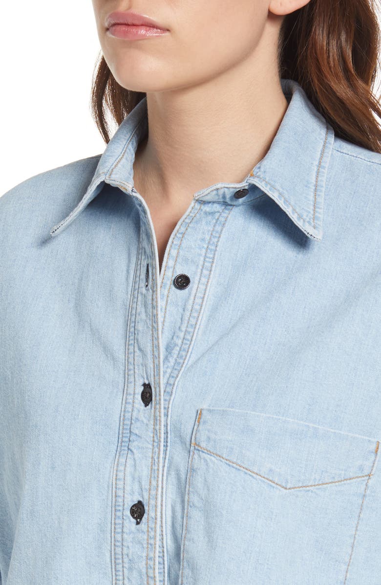 ASKK NY Fray Crop Denim Shirt, Alternate, color, Vintage