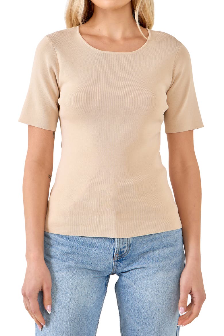 Back Cutout Knit Top, Alternate, color, BEIGE