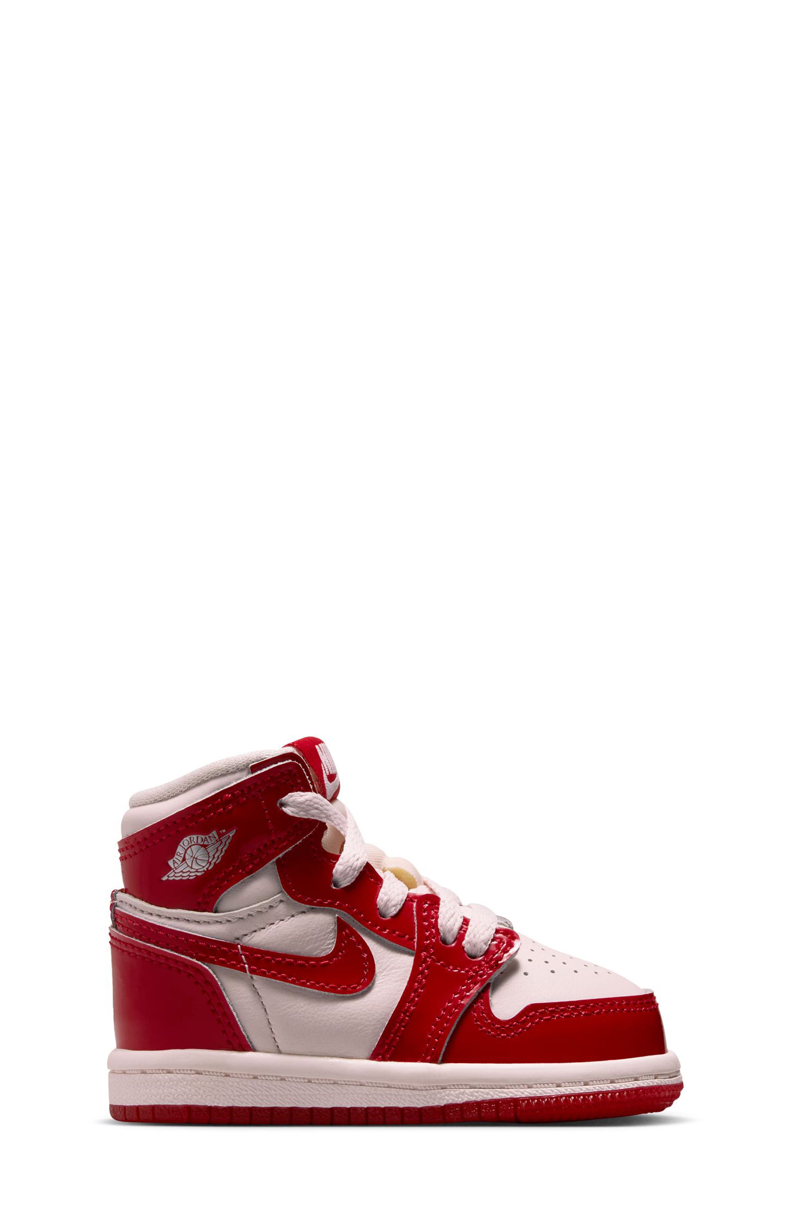Kids' Air Jordan 1 Retro High OG Basketball Sneaker, Alternate, color, UNIVERSITY RED/PINK/SILVER