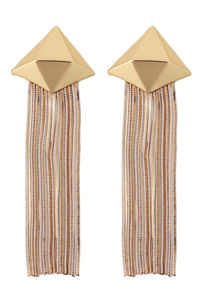 Pyramid Stud Fringe Drop Earrings, Main, color, GOLD