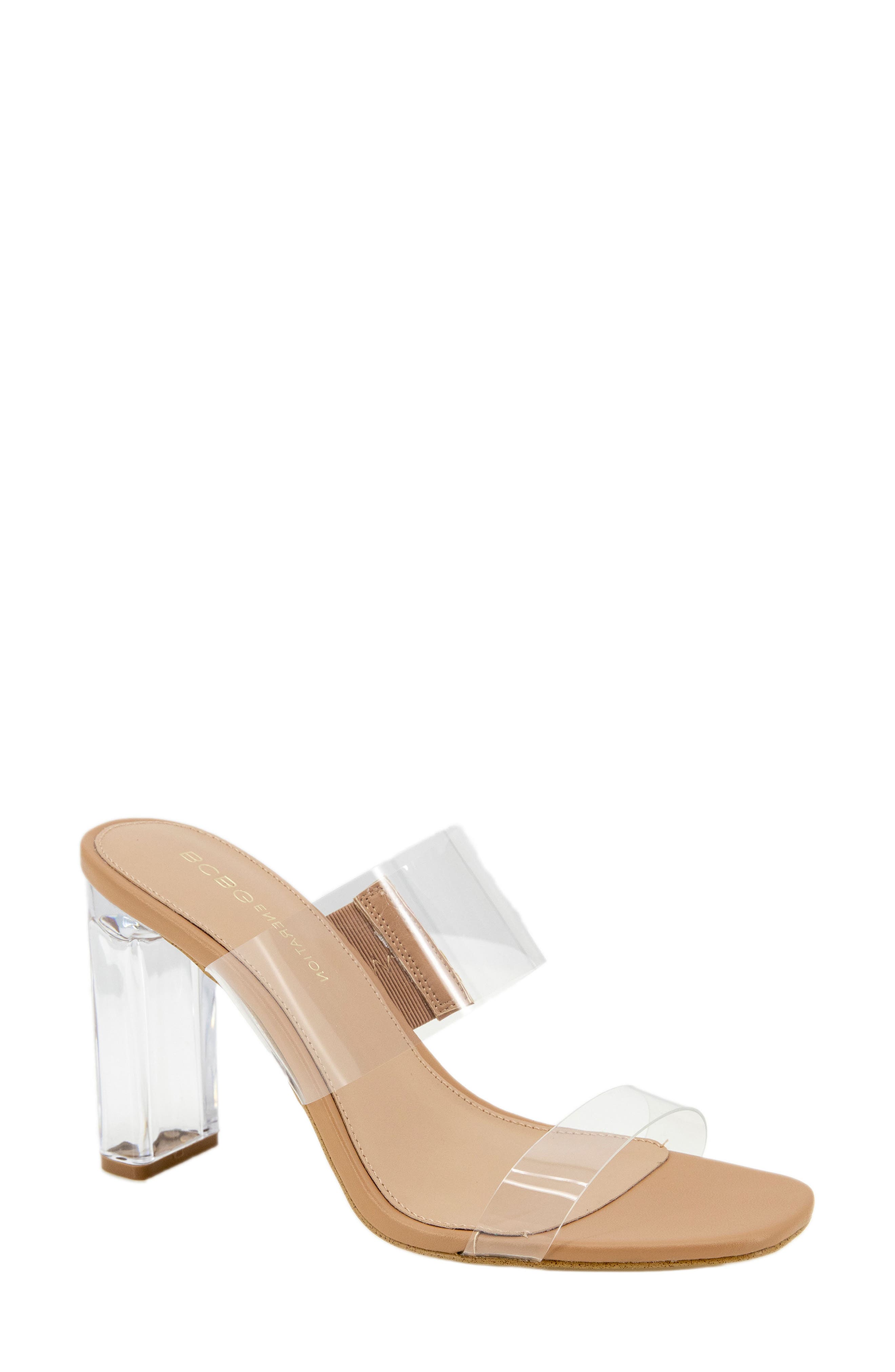 BCBG Georgie Sandal, Main, color, CLEAR