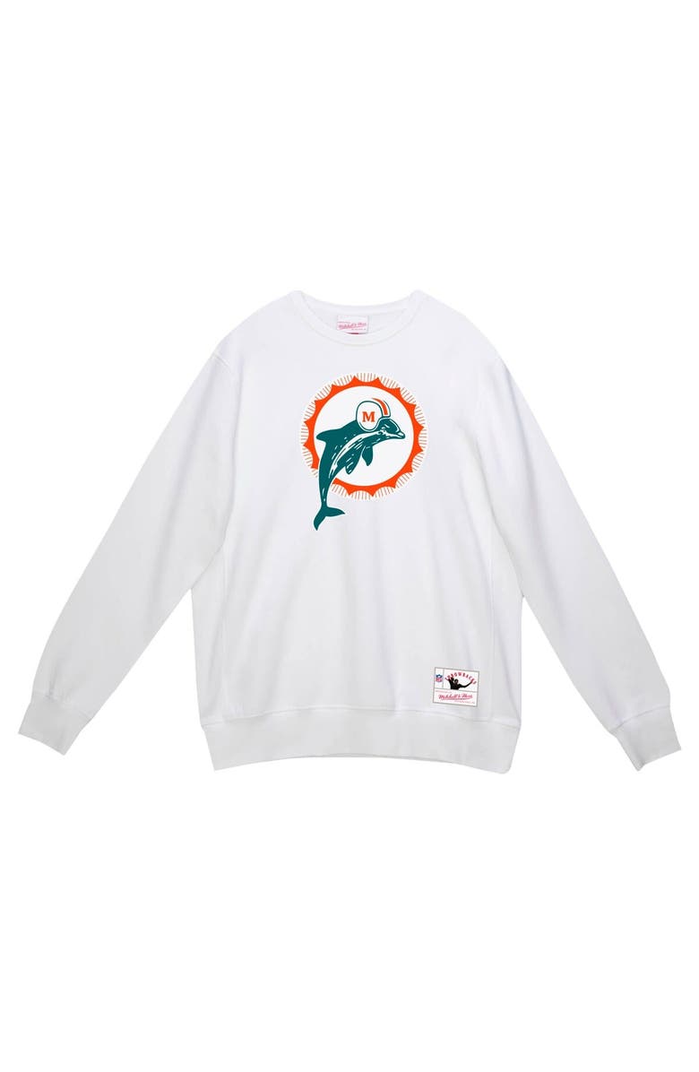 Mitchell & Ness Men's Mitchell & Ness White Miami Dolphins Basic Fleece Pullover Sweatshirt, Alternate, color, White