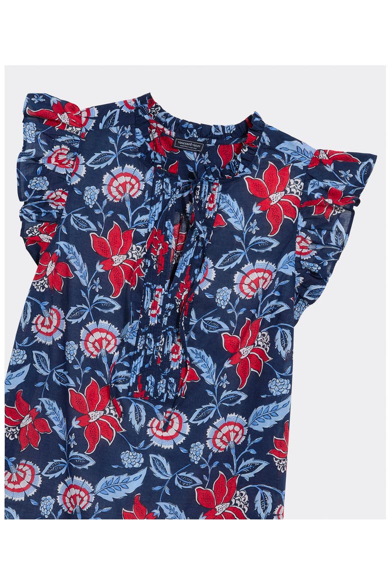 Adare Ruffle Sleeve Top, Alternate, color, INDIE FLORAL L NAVY