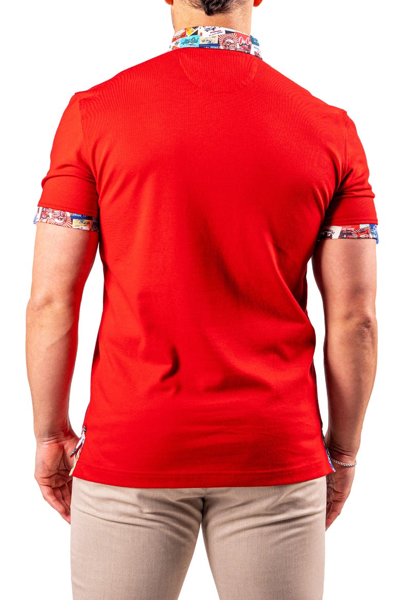 Collarsolidscarlet Red Button-Down Polo, Alternate, color, RED