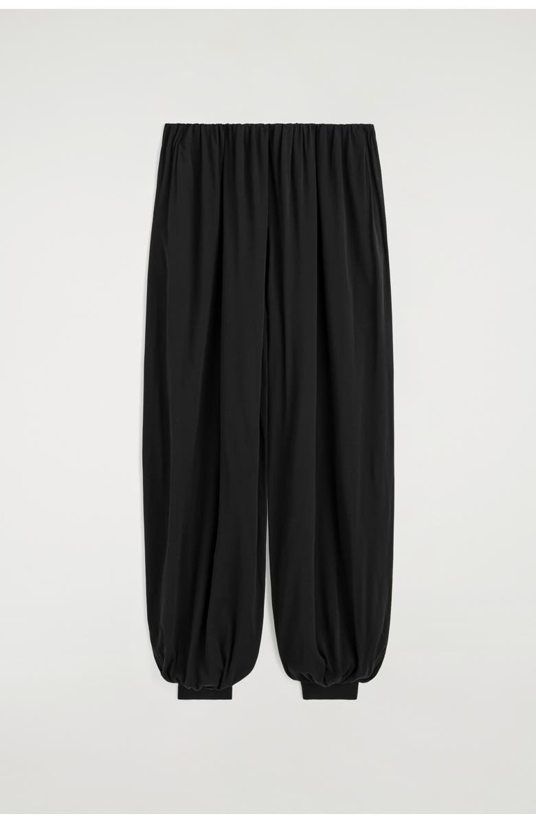 COS Gathered Cotton Balloon-leg Trousers, Alternate, color, Black