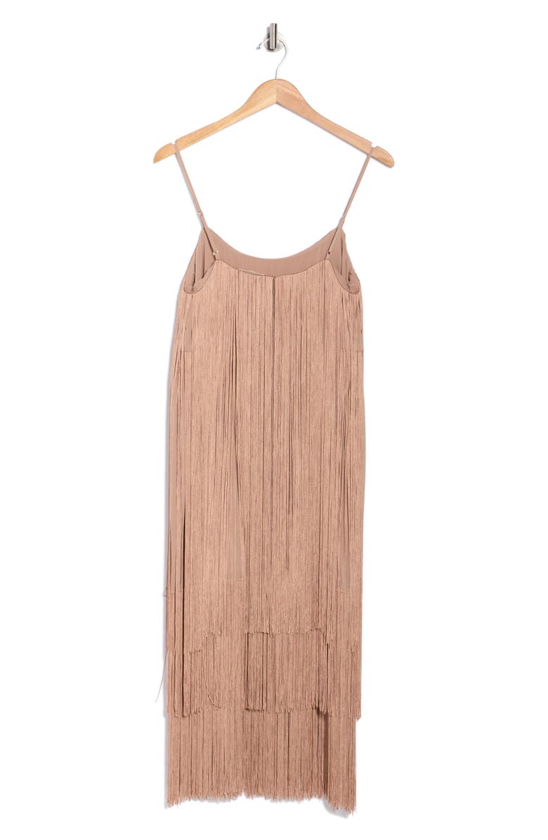 L'AGENCE Taylen Fringe Midi Dress, Alternate, color, Chanterelle