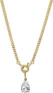 BY ADINA EDEN Colored CZ Pear Charm Cuban Toggle Necklace