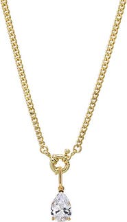 BY ADINA EDEN Colored CZ Pear Charm Cuban Toggle Necklace