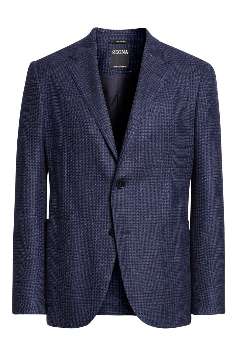 Trofeo Plaid Stretch Wool & Cashmere Sport Coat, Alternate, color, BLUE/DARK BLUE