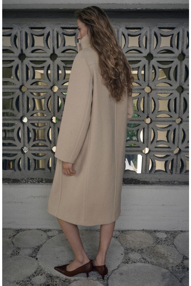 Double Breasted Stand Collar Coat, Alternate, color, VANILLA