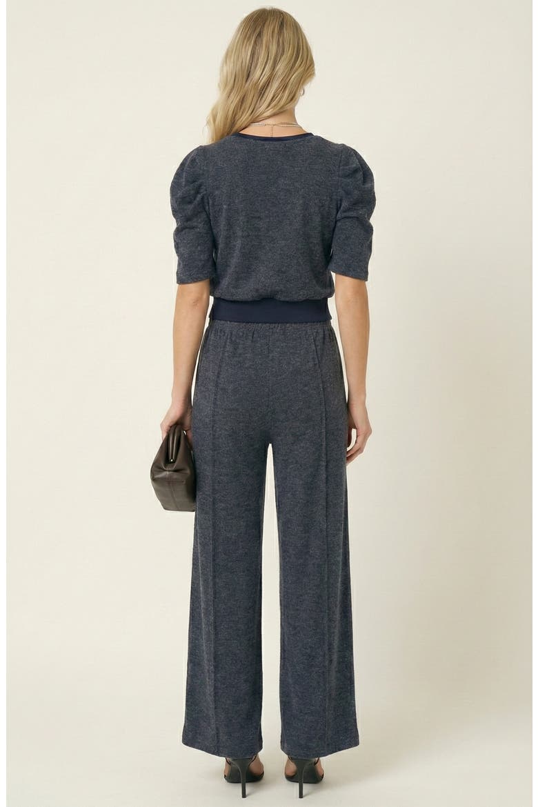 Puff Sleeve Top Stretch Pant Set, Alternate, color, Charcoal Heather