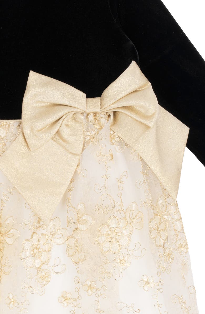 Rare Editions Kids' Mixed Media Party Dress, Alternate, color, Gold