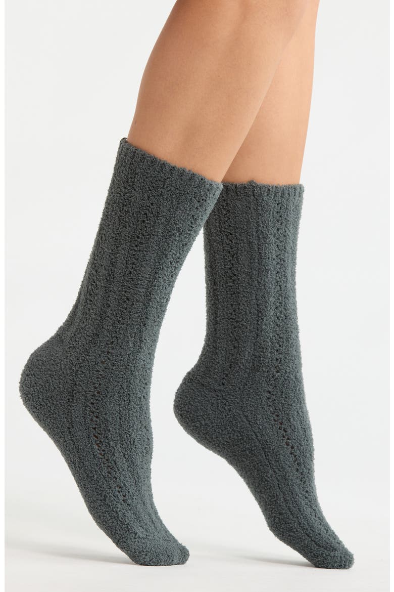 CozyChic® Pointelle Crew Socks, Main, color, DEEP JUNIPER