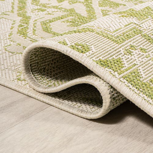 Jonathan Y Estrella Bohemian Medallion Textured Weave Indoor/outdoor Area Rug In Cream/green