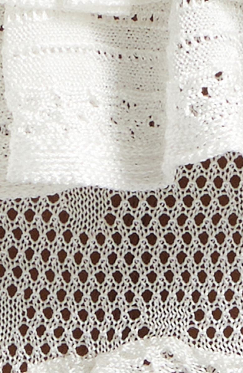 Ulla Johnson Bania Ruffle Trim Crochet Bodysuit, Alternate, color, Pearled Ivory